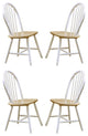 Dining Side Chair With Spindle Back, Set of 4, Natural and White
