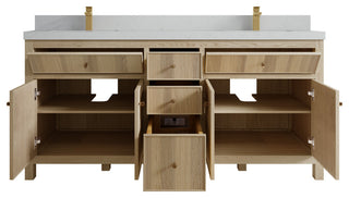 Sonoma Oak 72 Double Sink Bath Vanity with 2" Carrara Quartz