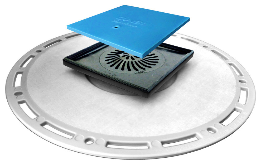 Square Shower Drain Kit - Grate and Bonding Flange - Aqua, Oil Rubbed Bronze