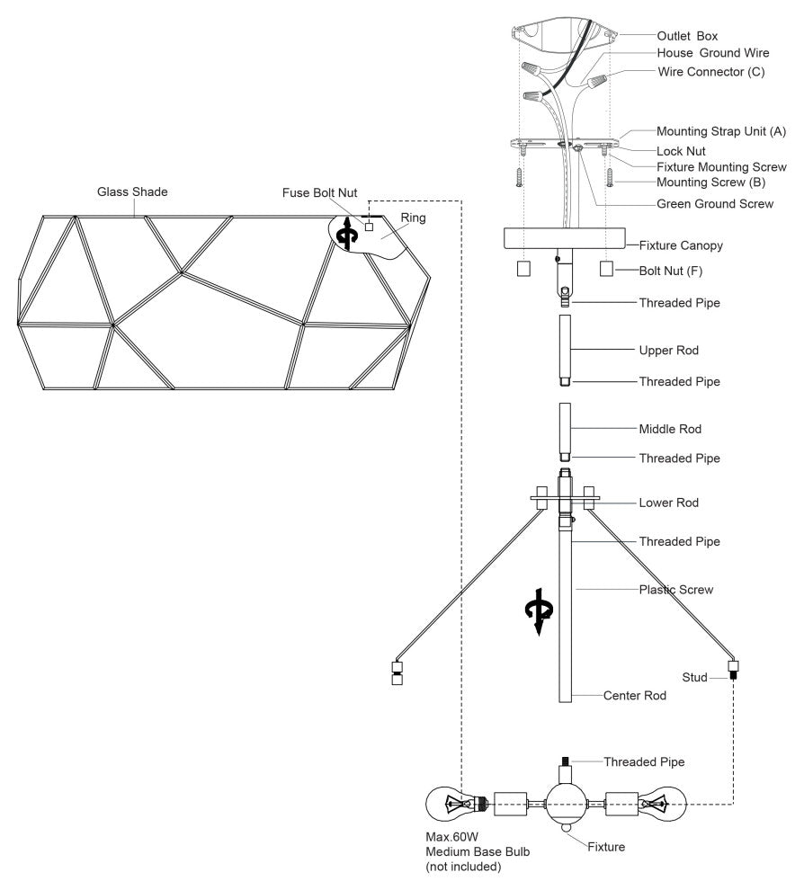 Euclid 20" 3 Light Pendant Black
