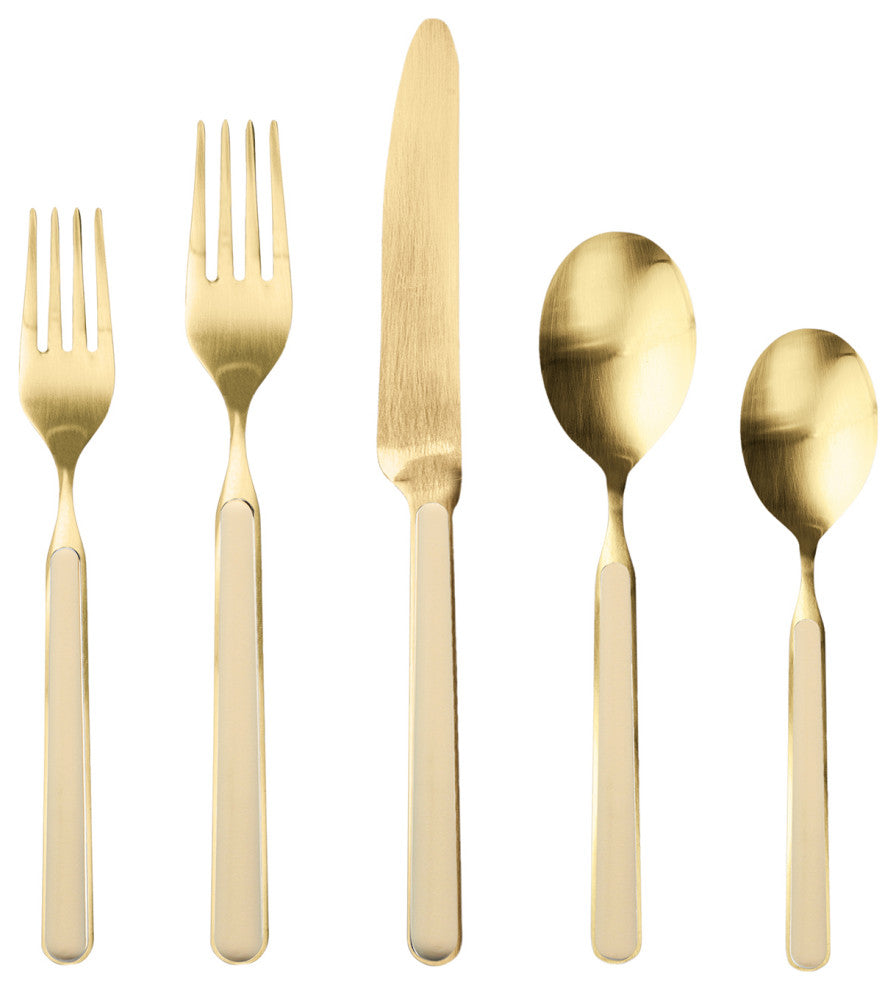 Fantasia Ice Gold Flatware Set, Sesame, 20 Pcs.