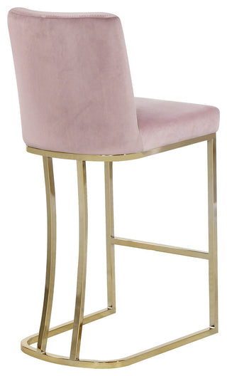 Heidi Upholstered Counter Stool, Pink, Gold, Velvet