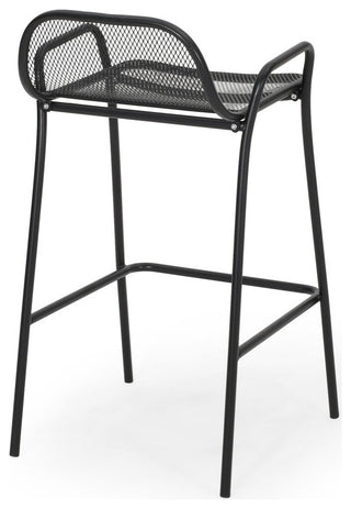 Linda Modern Iron Barstool, Set of 2, Matte Black