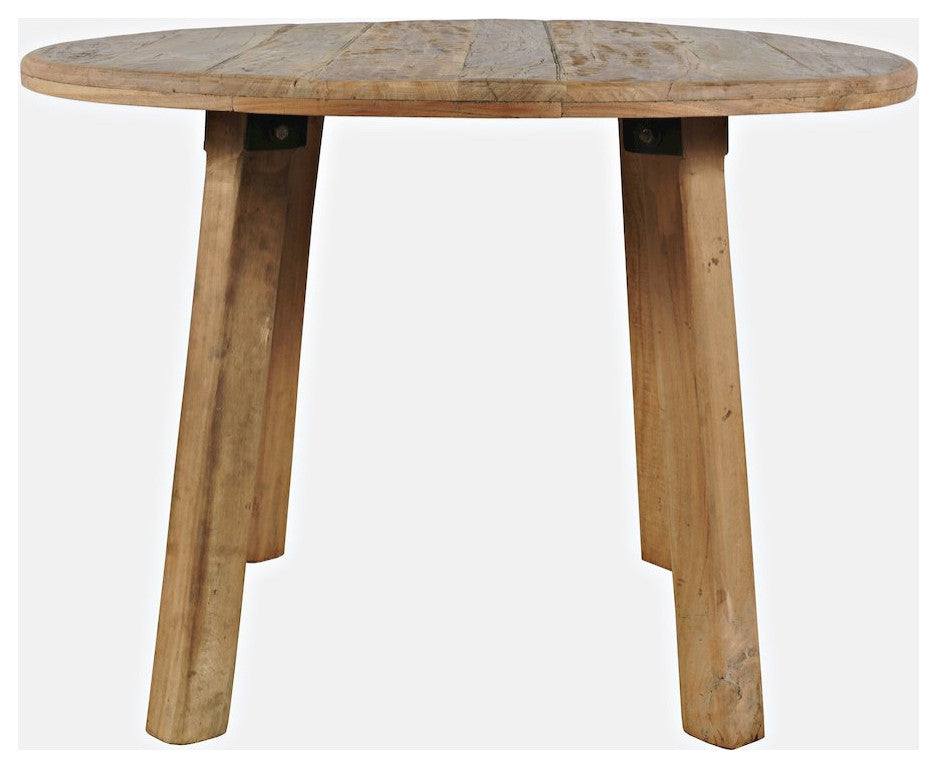 Reclamation Five Piece Round Rustic Reclaimed Solid Wood Round Dining Set