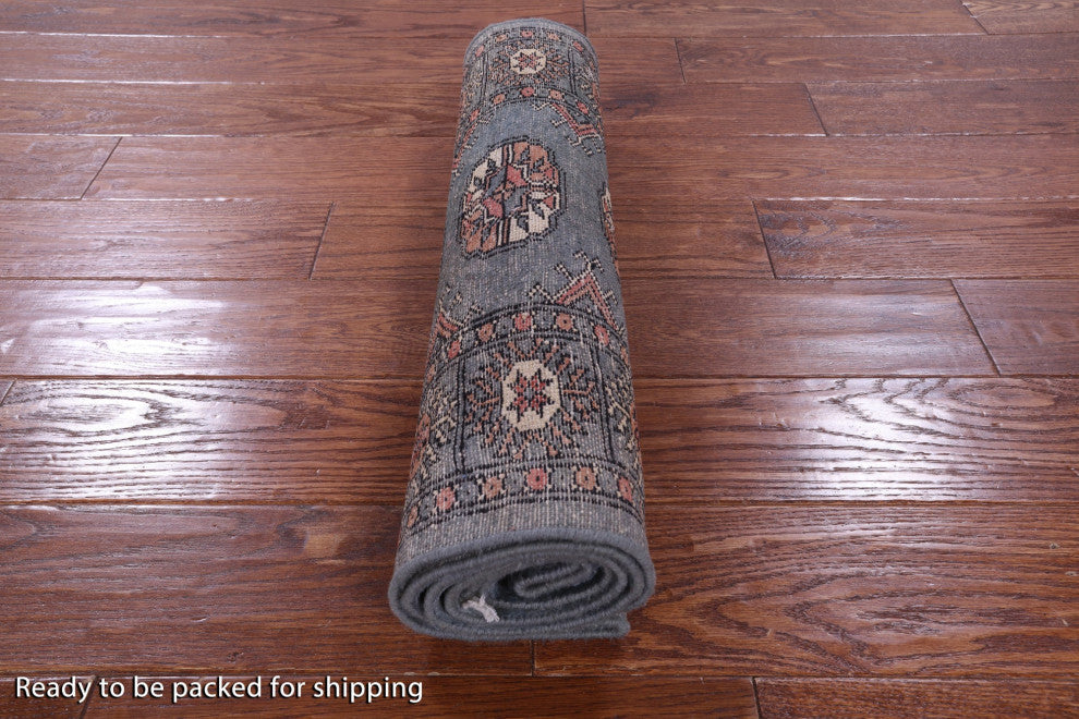 2' 1" X 6' 1" Runner Handmade Silky Bokhara Wool Rug - Q13828