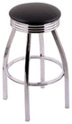 Classic Series 25" Counter Stool With Chrome Finish, Accent Ring, Vinyl Seat