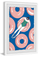 "Floating Pink Donuts" Framed Painting Print, 12"x18"