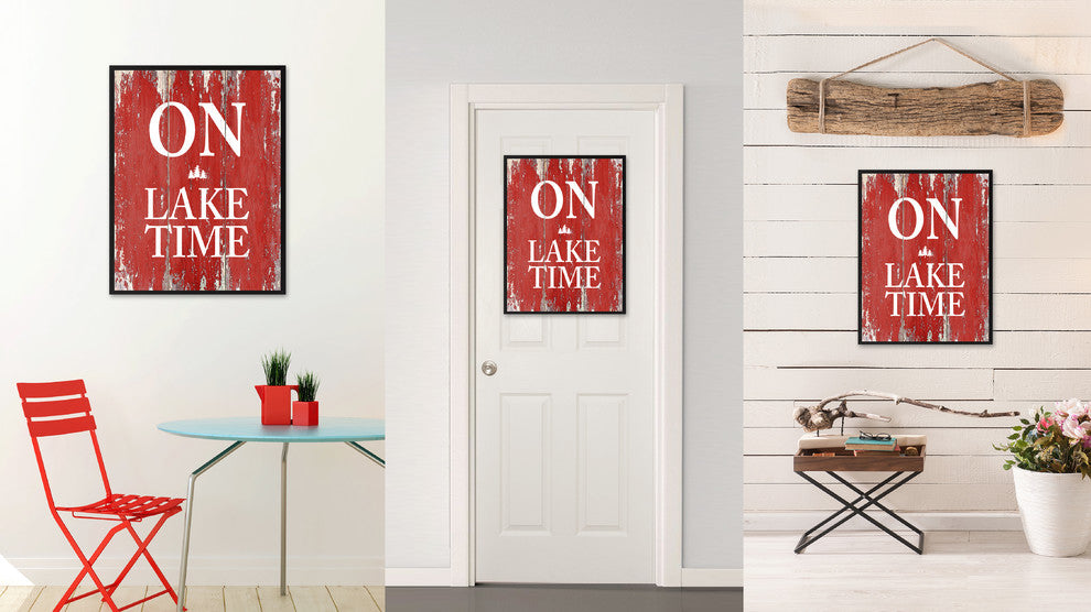 On Lake Time Inspirational, Canvas, Picture Frame, 28"X37"