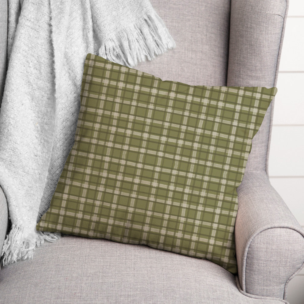 Green Multi Plaid 18x18 Spun Poly Pillow