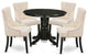 5Pc Dining Set, Round Table, Four Parson Chairs, Light Beige Fabric, Black