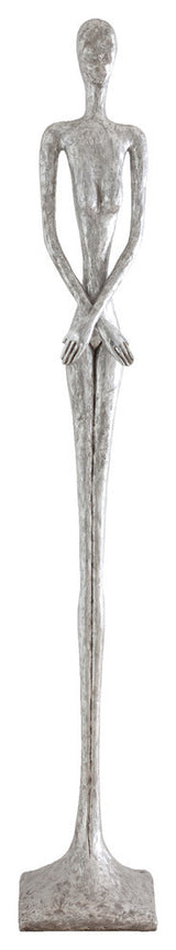 Skinny Female Sculpture, Silver Leaf