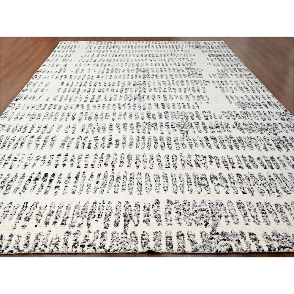 White Heat Modern Design Wool Hand Knotted Oversized Oriental Rug 12'1"x17'9"