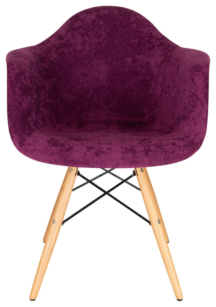 LeisureMod Willow Velvet Eiffel Wooden Base Accent Chair