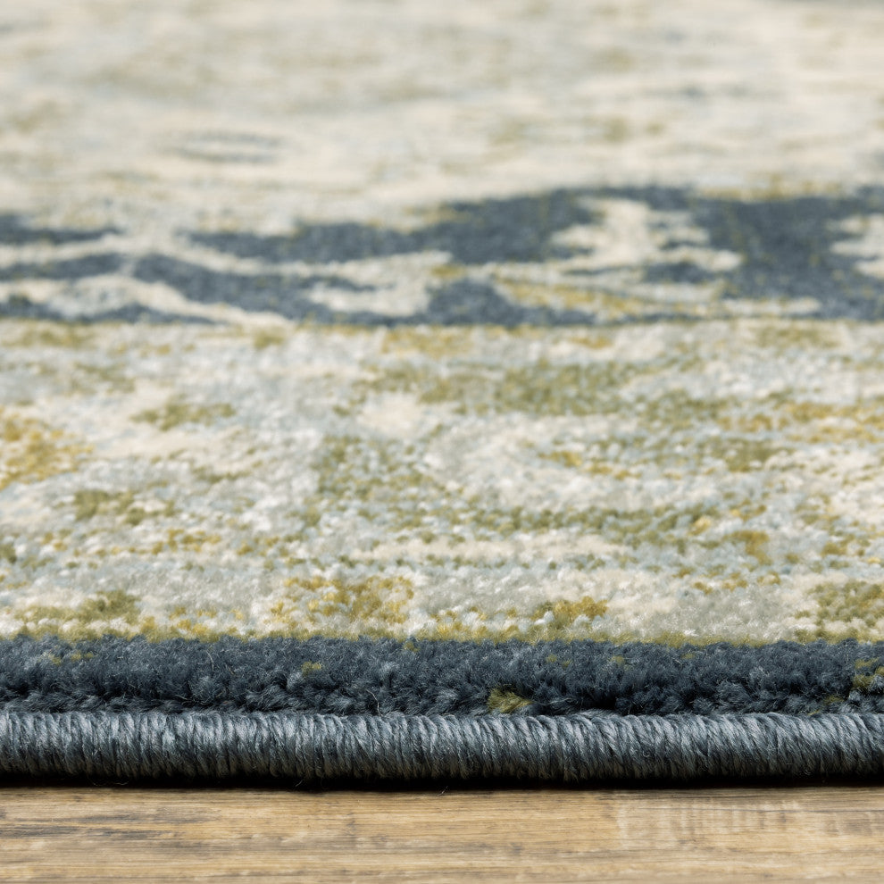 Bastian Center Medallion Teal Blue/ Ivory Indoor Area Rug, Teal, 7'10"x10'
