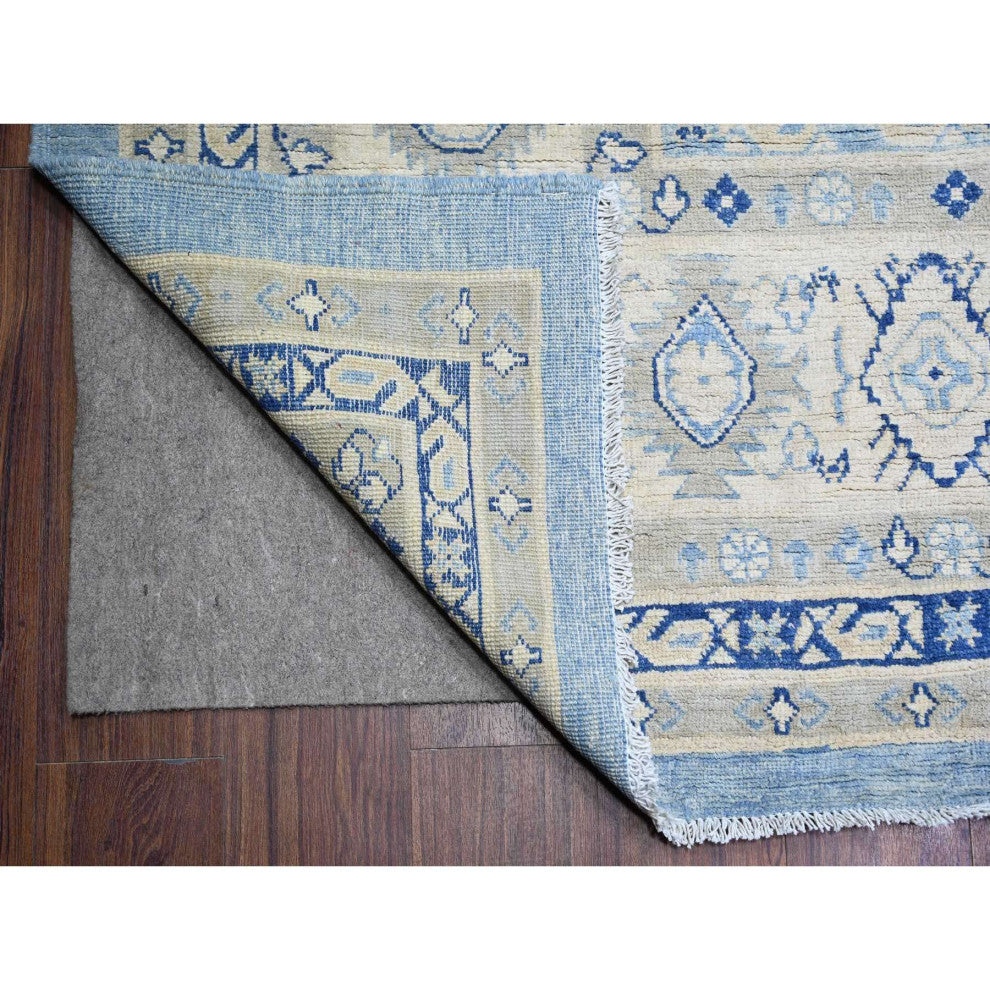 Beau Blue Vintage Look Kazak Hand Knotted Wool Oversized Rug 12'1"x17'4"