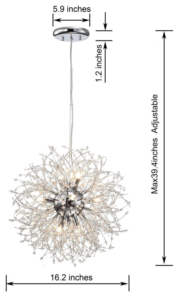 Silvia 8-Light Chrome Firework Chandelier