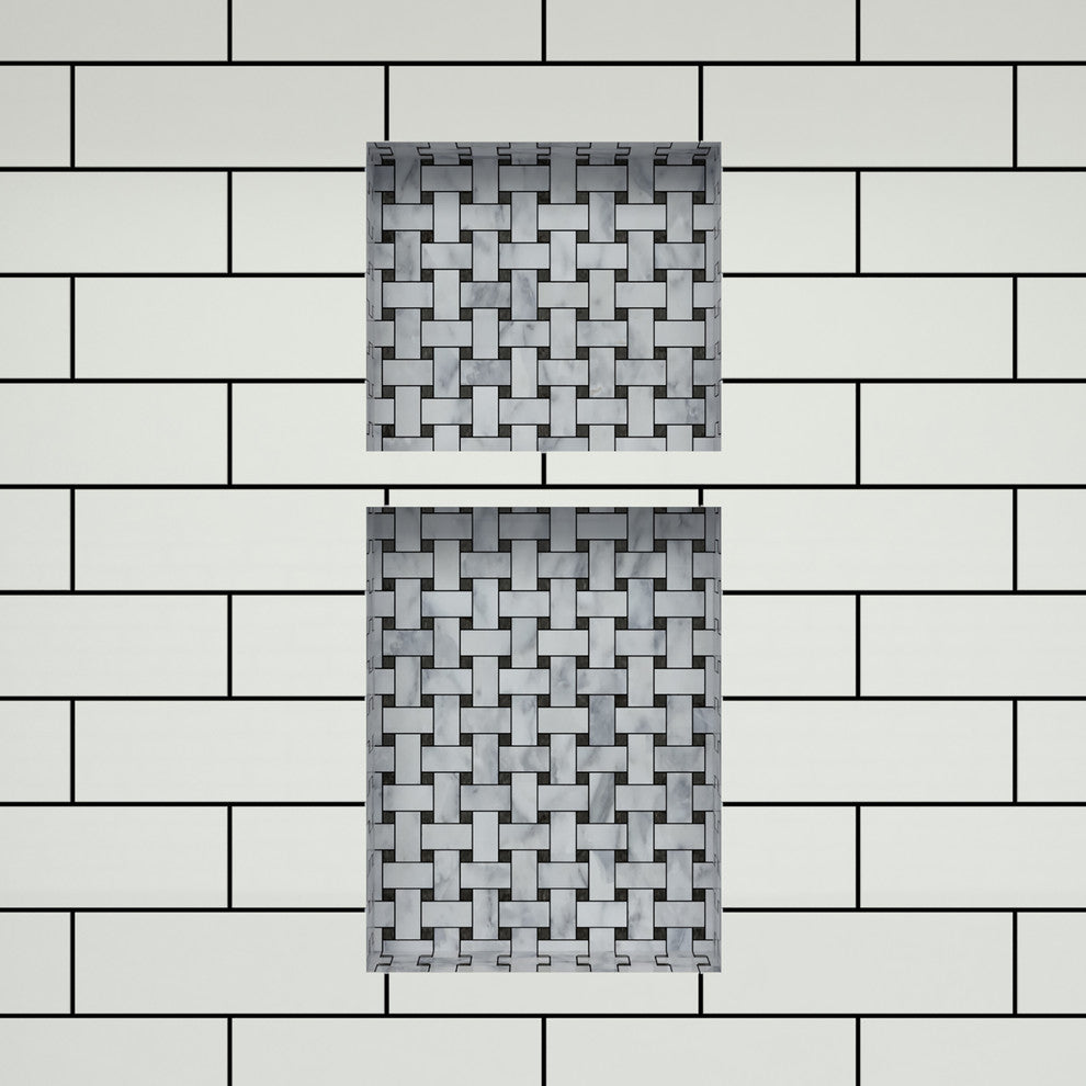 Tile Redi RND1614S-20 Double Niche Set, Recessed Shower Shelves