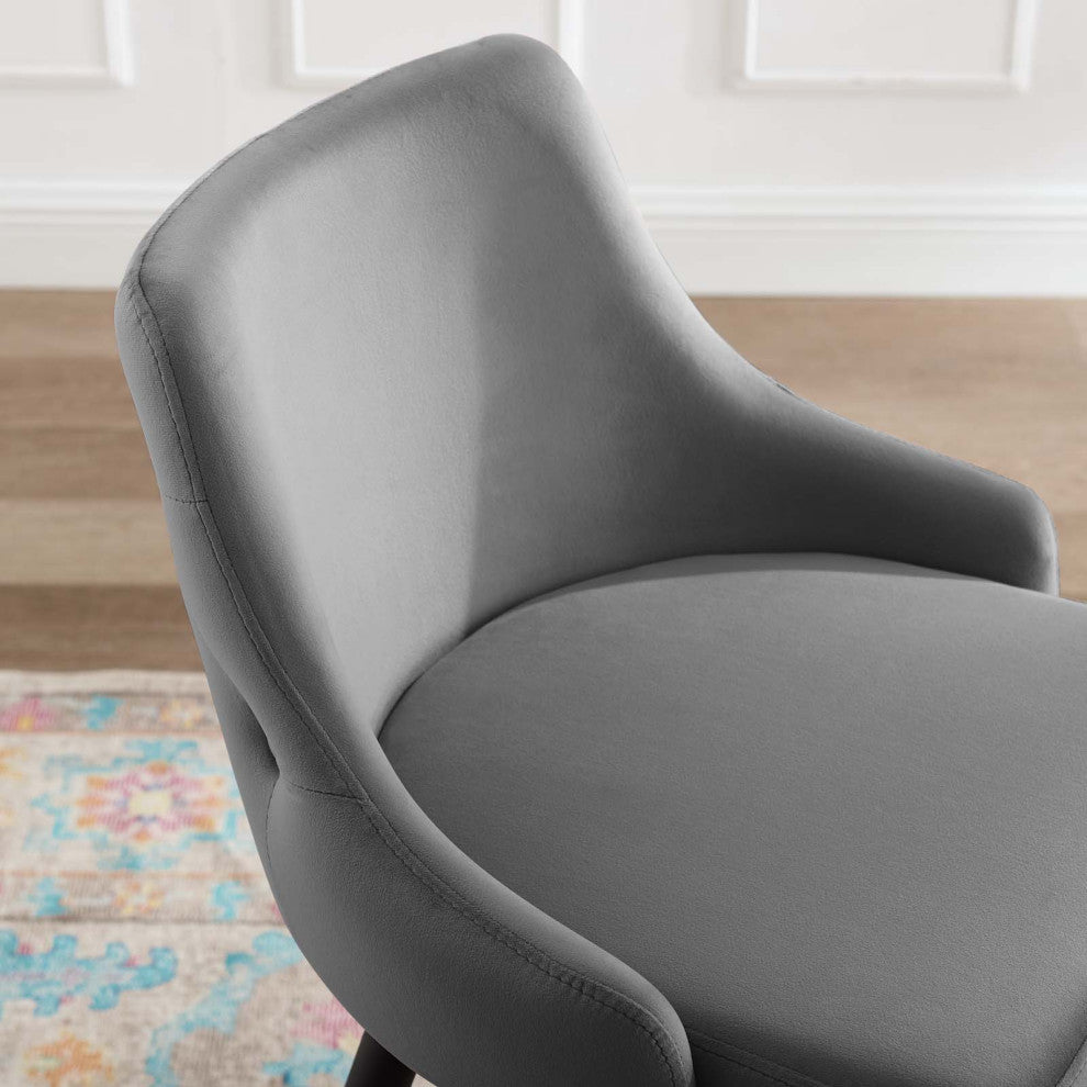 Counter Stool Chair, Velvet, Gray, Modern, Bar Pub Cafe Bistro Restaurant