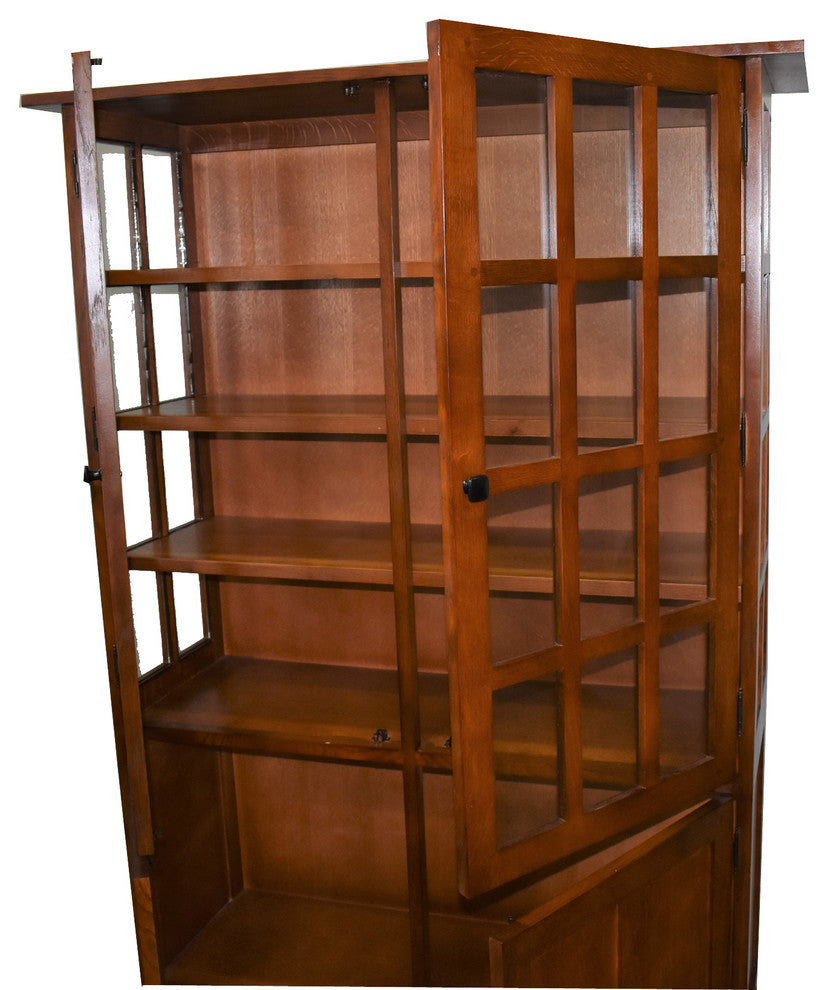 Mission Quarter Sawn White Oak China Cabinet, Golden Brown