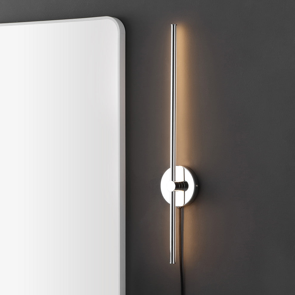 1-Light Modern Minimalist Iron Adjustable Bar Integrated LED Plug-In Sconce
