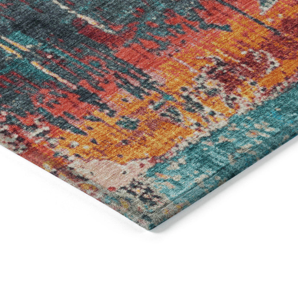 Machine Washable Indoor/Outdoor Chantille ACN1866 Teal 3' x 5' Rug