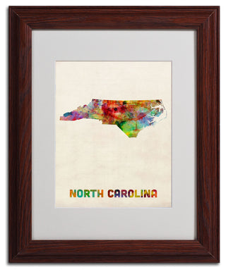 'North Carolina Map' Matted Framed Canvas Art by Michael Tompsett