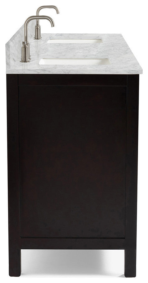 ARIEL Cambridge 73" Rectangle Sinks Bath Vanity Carrara Marble