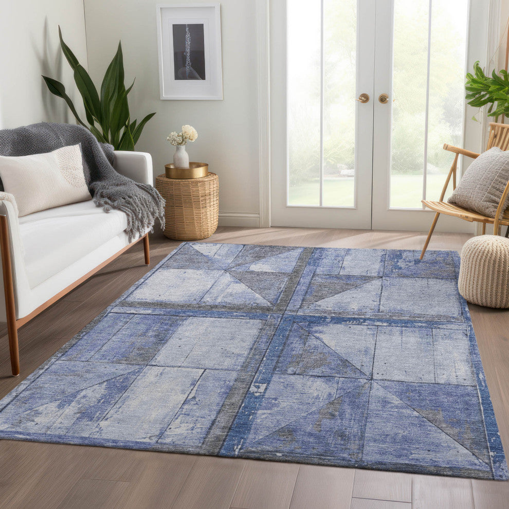 Machine Washable Indoor/Outdoor Chantille ACN1875 Denim 5' x 7'6" Rug