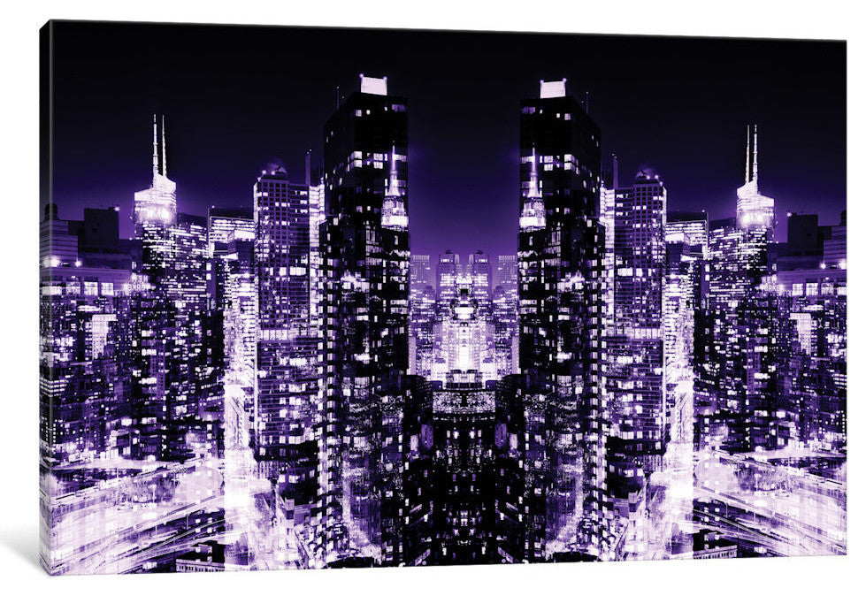 "New York Skyline at Purple Night" by Philippe Hugonnard, 26x18x1.5, 1-Piece