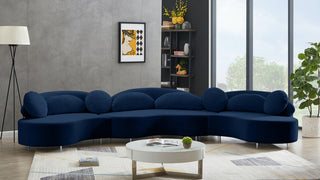 Vivacious Velvet Upholstered 3-Piece Sectional, Navy