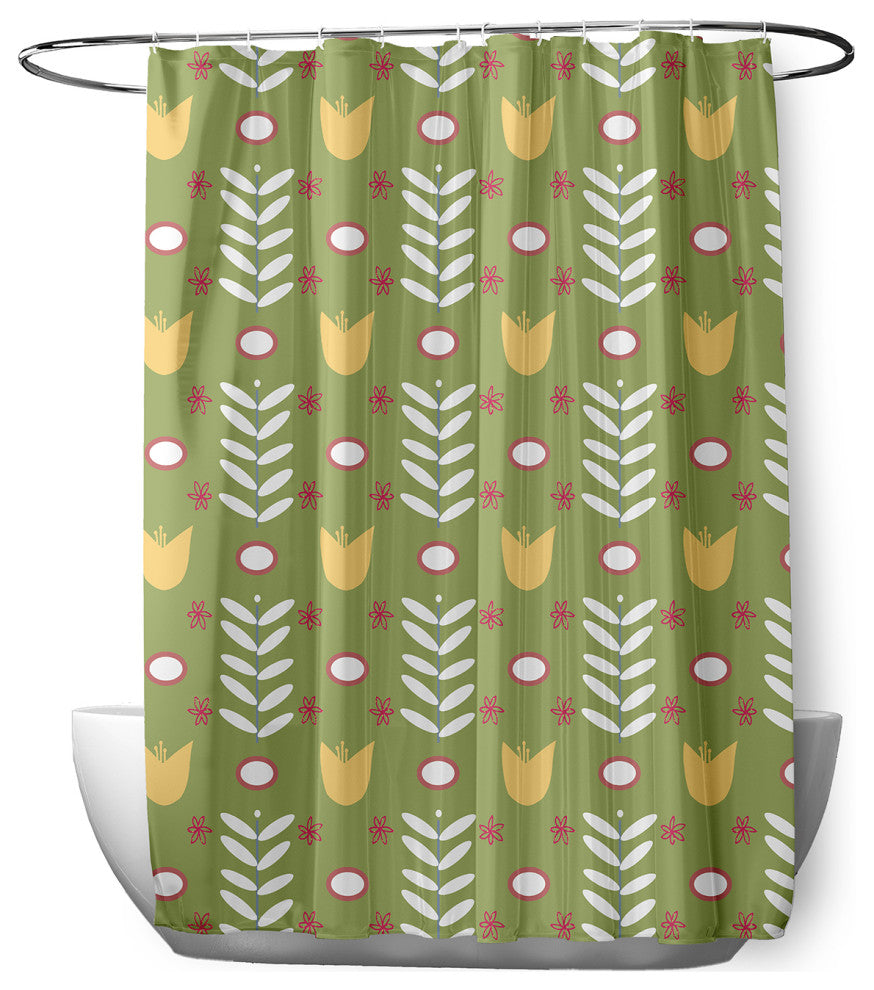 70"Wx73"L Spring Garden Shower Curtain, Apple Green