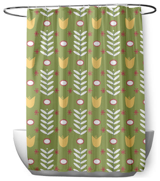 70"Wx73"L Spring Garden Shower Curtain, Apple Green