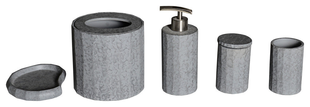 ALFI brand ABCO1022 5 Piece Solid Concrete Gray Matte Bathroom Accessory Set