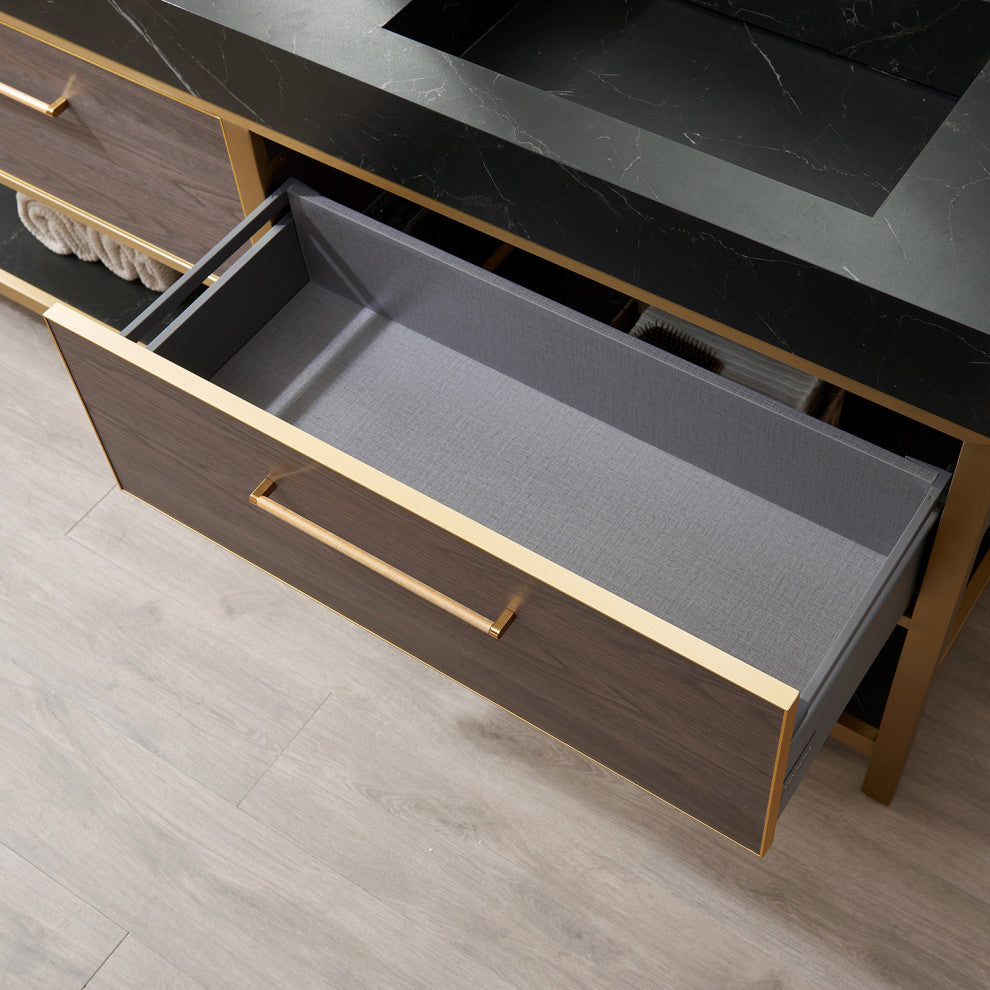 Segovia Bath Vanity with Sintered Stone Top, Suleiman Oak, 72", No Mirror