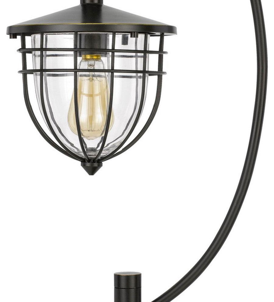 Benzara BM272201 30" Metal Down bridge Lantern Table Lamp, Bronze Black