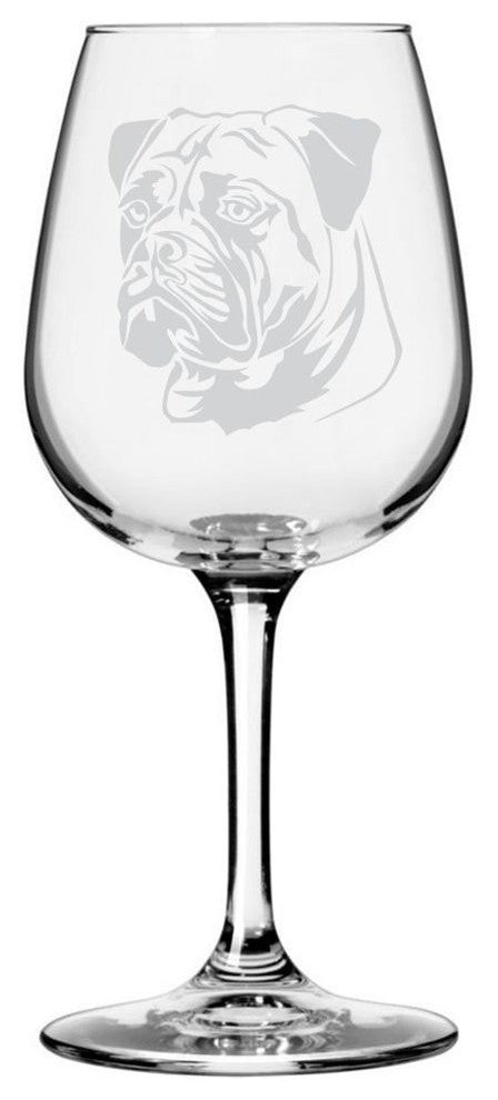 Bullmastiff Dog Themed Etched All Purpose 12.75oz. Libbey Wine Glass