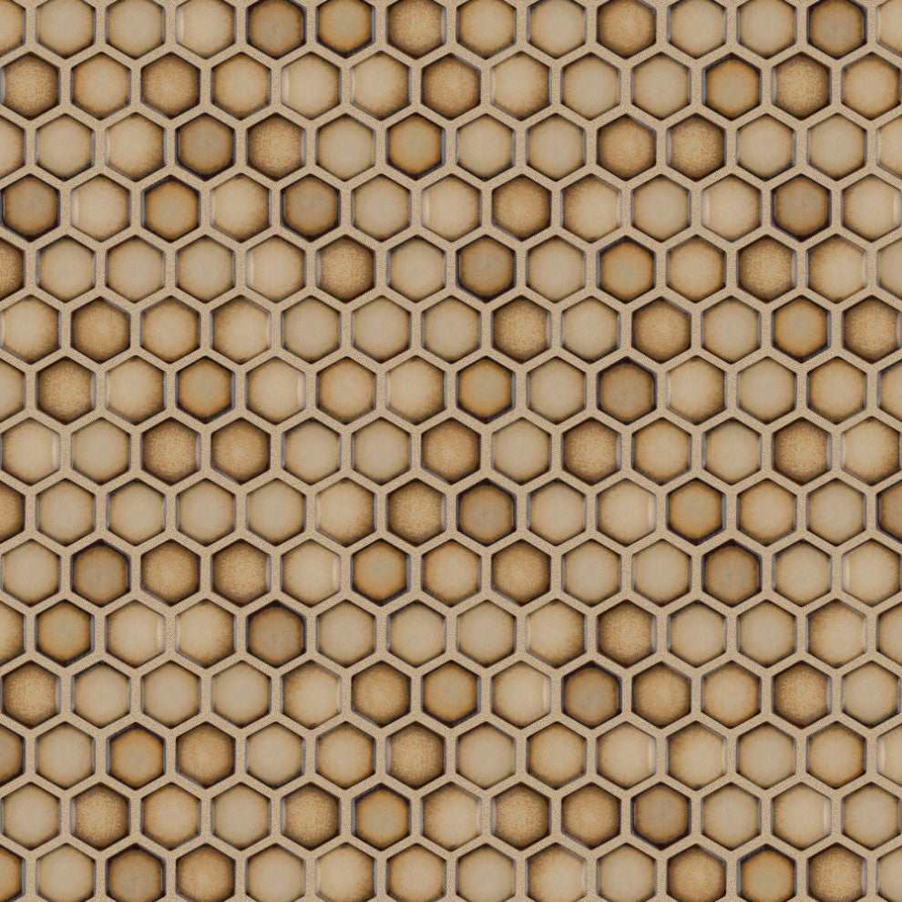Hudson 1" Hex Caffe Porcelain Floor and Wall Tile