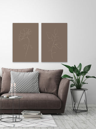 Leaves and Flower Diptych, 2-Piece Set, 8x12 Panels