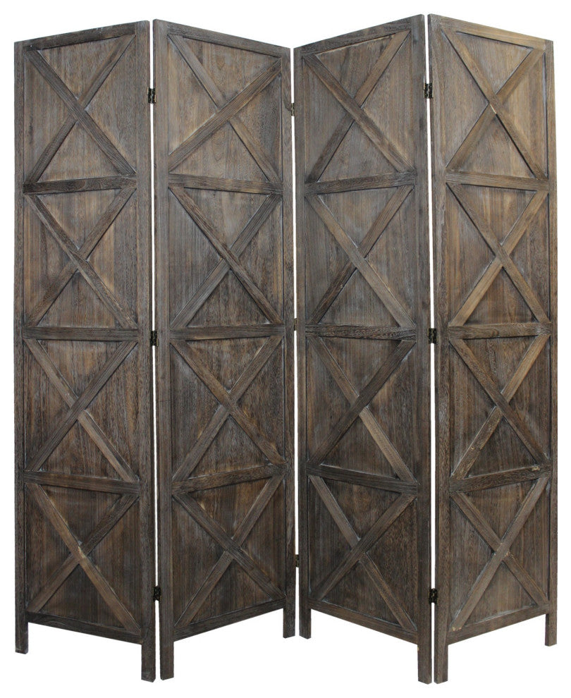 Modern Farmhouse Rustic Four Panel Room Divider Screen