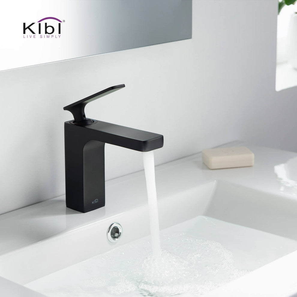 Infinity Single Handle Bathroom Faucet KBF1006, Matte Black, W/ Drain
