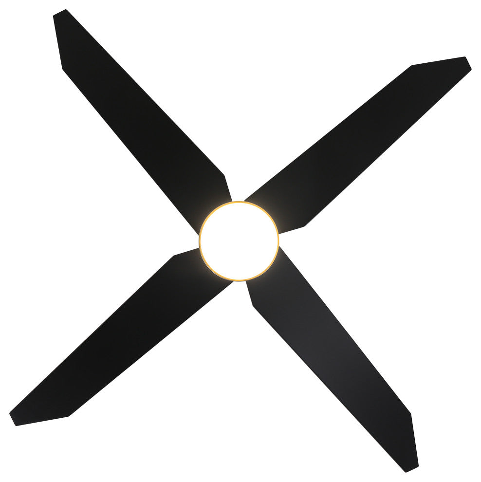 52 in. LED Matte Black and Gold Ceiling Fan with DC Reversible Motor