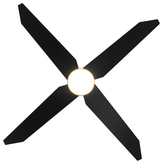 52 in. LED Matte Black and Gold Ceiling Fan with DC Reversible Motor