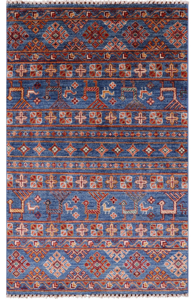 3' 0" X 4' 10" Persian Gabbeh Tribal Hand Knotted Wool Rug Q5407