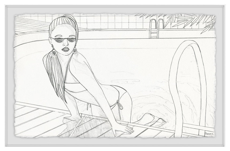 "Pool Love" Framed Painting Print, 45"x30"