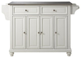 Cambridge Stainless Steel Top Kitchen Island, White Finish