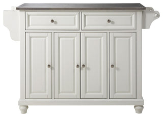 Cambridge Stainless Steel Top Kitchen Island, White Finish