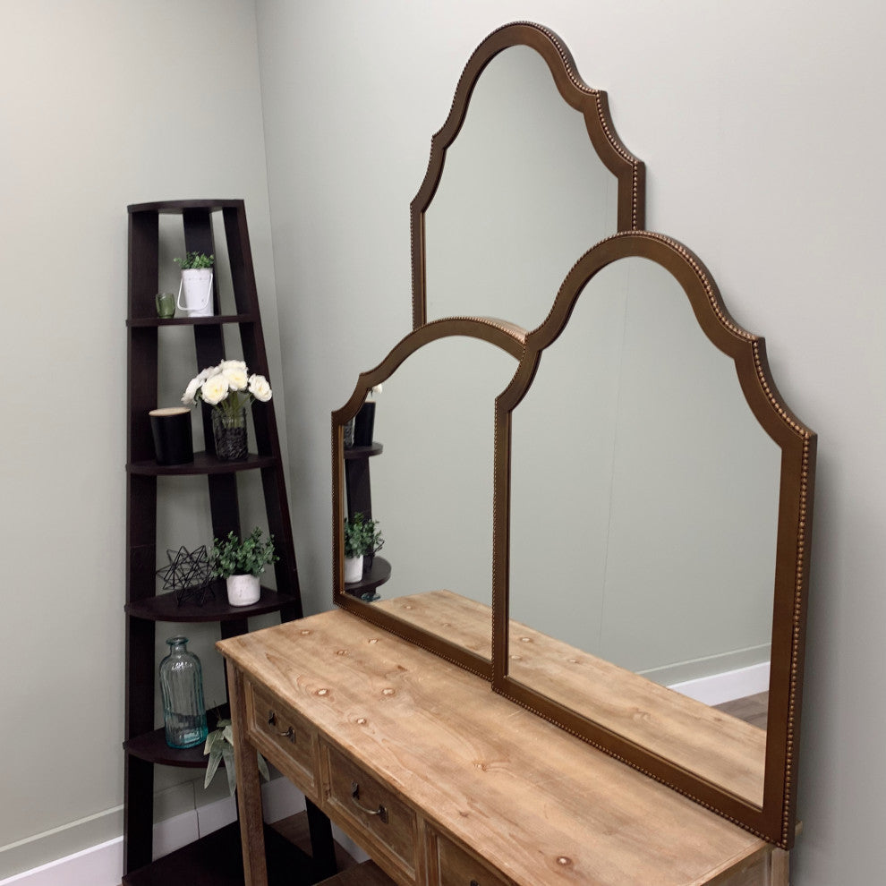 Vienne Framed Mantel Mirror, Peaks Cathedral, 38.4"x27.4", Autumn Bronze
