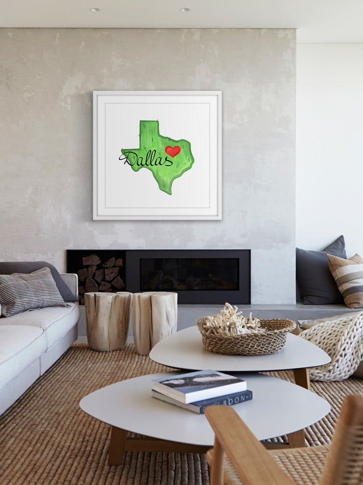 "Dallas Is My Heart" Framed Painting Print, 18x18