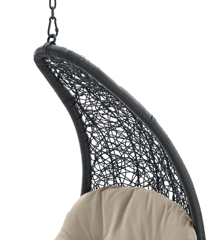 Swing Lounge Chair, Gray Beige, Outdoor Patio Balcony Cafe Bistro Garden