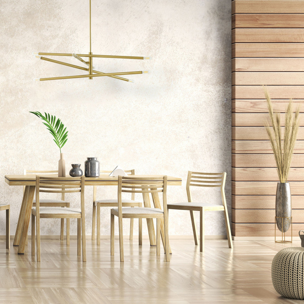 Wand Modern 8 Light Aged Brass Metal Pendant